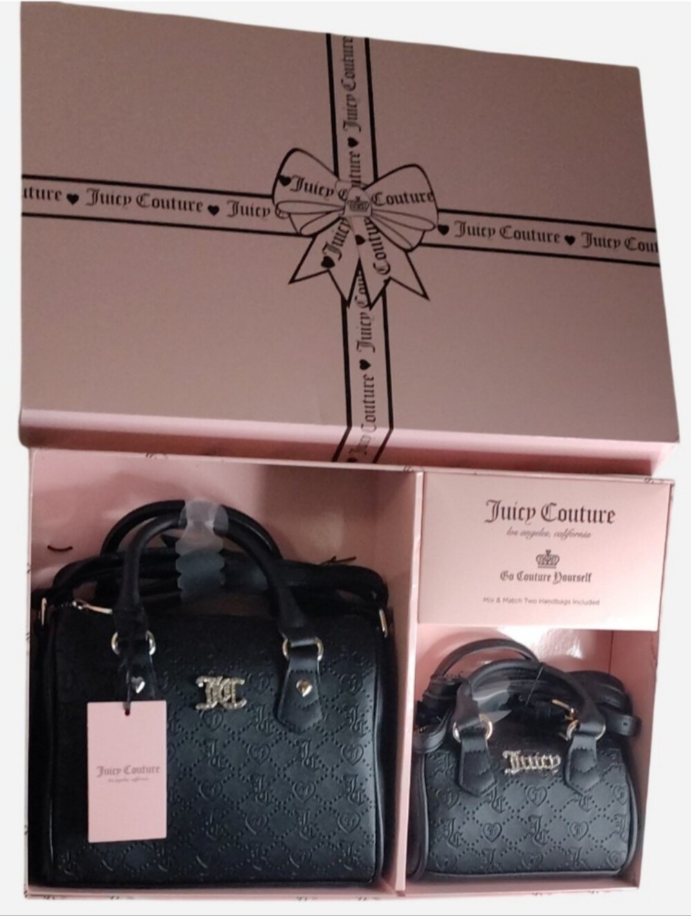 Juicy Couture Black Embossed Satchel Handbag